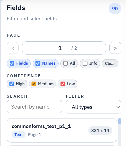 DullyPDF showing a field list that lets operators review and refine detected fields.