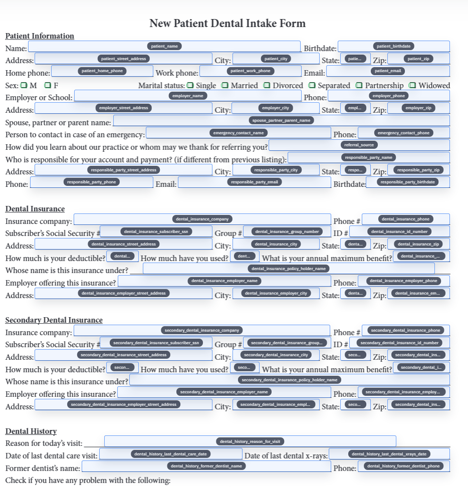DullyPDF showing the rename and remap workflow used to standardize field names.